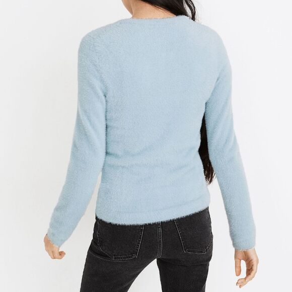 Madewell Light Feather Blue Soft Fuzzy Furry Hewitt Cardigan Sweater X-Small XS - Picture 3 of 11